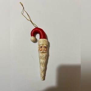 Vintage Santa Icicle Beard Candy Cane 6” Ornament